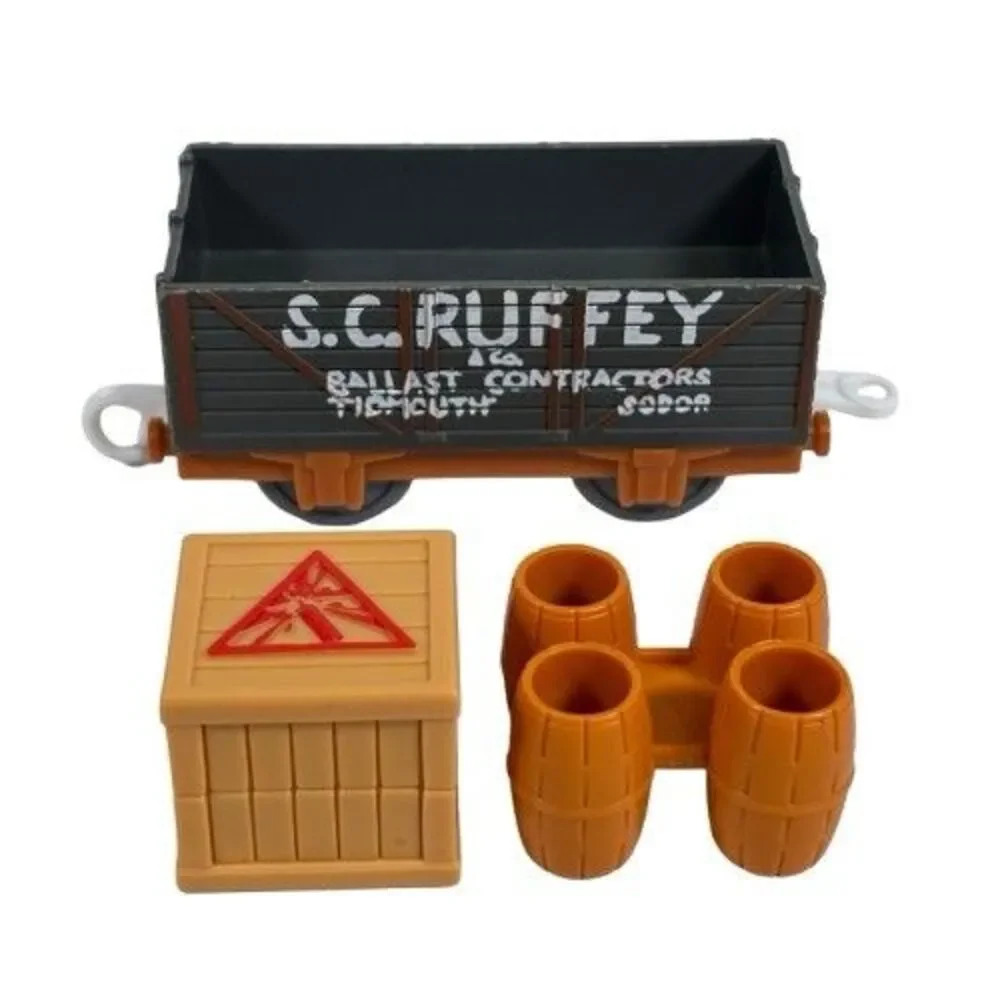 Thomas & Friends Trackmaster S.C. Ruffey Cargo Barrels Box Dynamite Car TOMY Set
